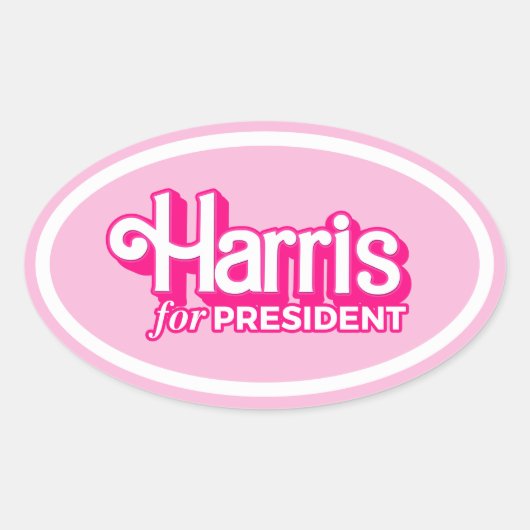Harris für President Pink Style Ovaler Aufkleber (Vorderseite)