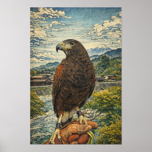 Harris-Habicht-Ukiyo-e - Japanische Falknerei-Wand Poster