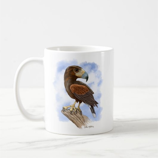 Harris Hawk auf der Lauer Cartoon	 Kaffeetasse (Links)