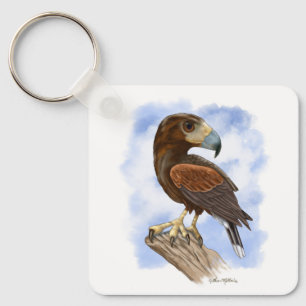 Harris Hawk auf der Lauer Karikatur Schlüsselanhänger