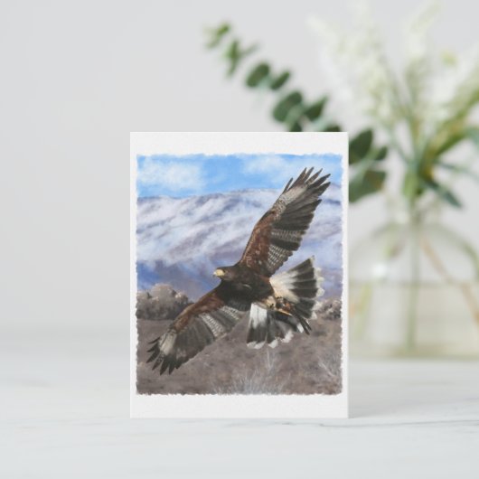 Harris Hawk-pastel Postkarte (Stehend Vorderseite)