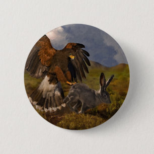 Harris Hawk und Jackrabbit - Acryl Button