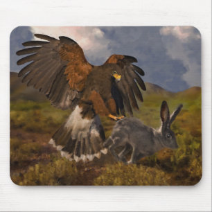 Harris Hawk und Jackrabbit - Acryl Mousepad