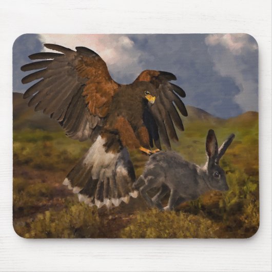 Harris Hawk und Jackrabbit - Acryl Mousepad (Vorne)
