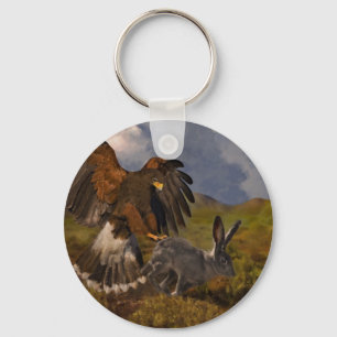 Harris Hawk und Jackrabbit - Acryl Schlüsselanhänger