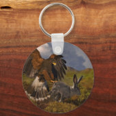 Harris Hawk und Jackrabbit - Acryl Schlüsselanhänger (Vorderseite)