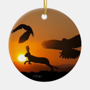 Harris Hawks Jagdornament Keramik Ornament