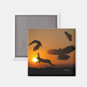 Harris Hawks jagen Magnet (Vorderseite/Rückseite)