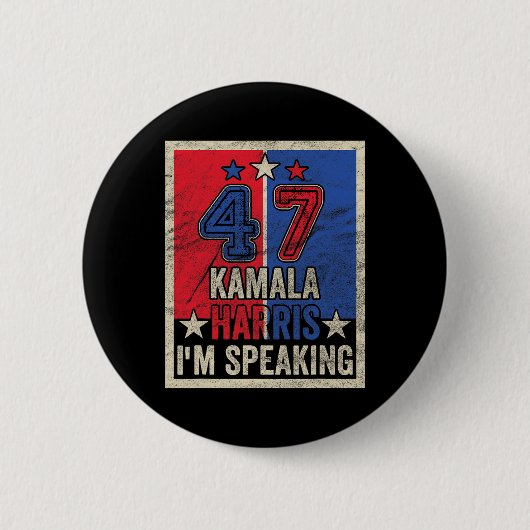 Harris I'm Speaking Zitat Präsident Kampagne 2024 Button (Vorderseite)