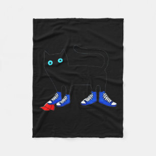 Harris Katze mit blauen Leinwand Schuhen zertrampe Fleecedecke