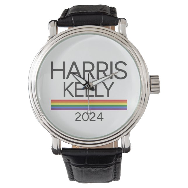 Harris Kelly 2024 LGBTQ Rainbow Pride Flag Armbanduhr (Vorderseite)