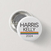 Harris Kelly 2024 LGBTQ Rainbow Pride Flag Button (Vorne & Hinten)