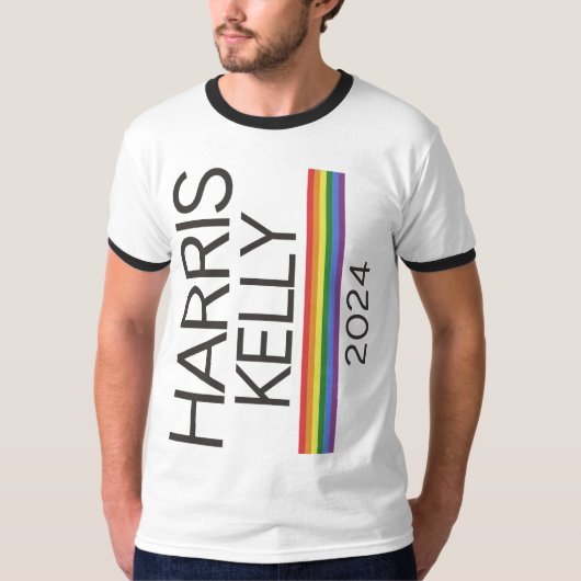 Harris Kelly 2024 LGBTQ Rainbow Pride Flag T-Shirt (Vorderseite)