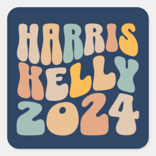 Harris Kelly 2024 Trendige Wavy Boho Quadratischer Aufkleber