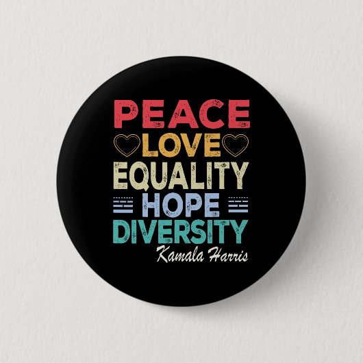 Harris Peace Liebe Equality Hope Diversity Retro Button (Vorderseite)