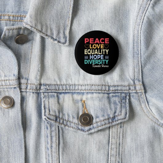 Harris Peace Liebe Equality Hope Diversity Retro Button (Beispiel)