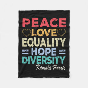 Harris Peace Liebe Equality Hope Diversity Retro Fleecedecke