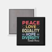 Harris Peace Liebe Equality Hope Diversity Retro Magnet (Vorderseite/Rückseite)