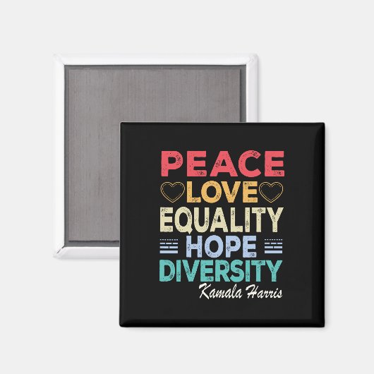Harris Peace Liebe Equality Hope Diversity Retro Magnet (Vorderseite/Rückseite)
