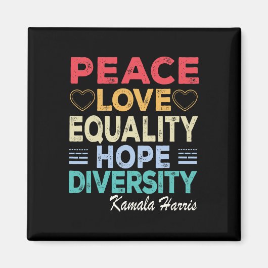 Harris Peace Liebe Equality Hope Diversity Retro Magnet (Vorne)