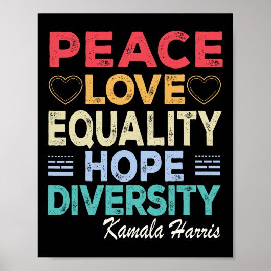 Harris Peace Liebe Equality Hope Diversity Retro Poster (Vorne)