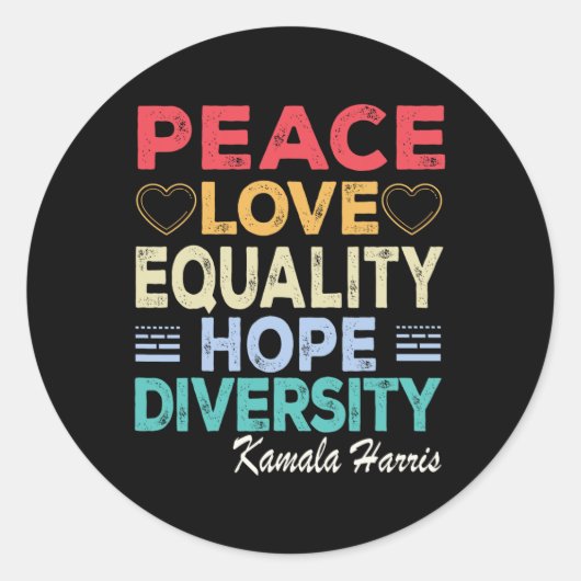 Harris Peace Liebe Equality Hope Diversity Retro Runder Aufkleber (Vorderseite)