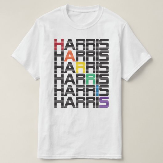 Harris-Regenbogen-Text-Stapel T-Shirt (Design vorne)
