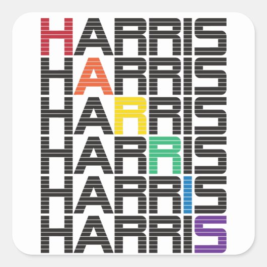 HARRIS Regenbogentexte Quadratischer Aufkleber (Vorderseite)