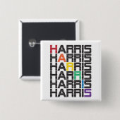 HARRIS-Regenbogentextstapel Button (Vorne & Hinten)