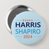 Harris Shapiro 2024 Kamala Harris Democrat Button (Vorne & Hinten)