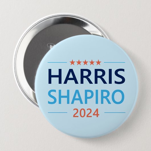 Harris Shapiro 2024 Kamala Harris Democrat Button (Vorne & Hinten)