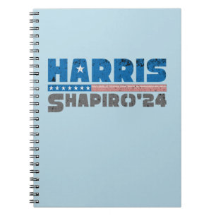 Harris Shapiro 2024 Patriotischer Vintager Streife Notizblock