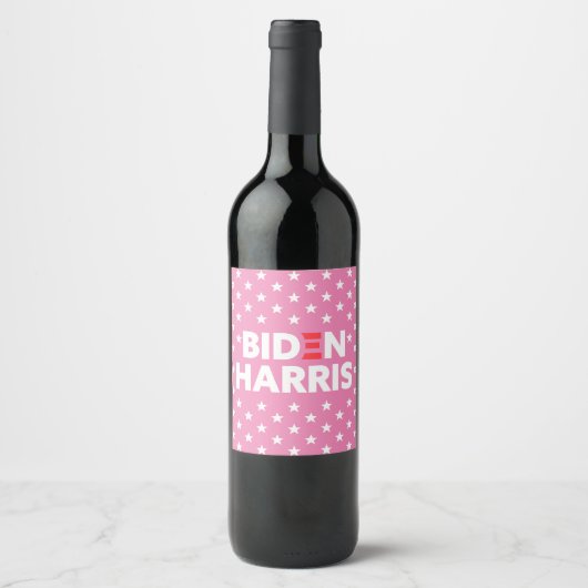 Harris-Sterne-Muster Pink Weinetikett (Vorderseite)
