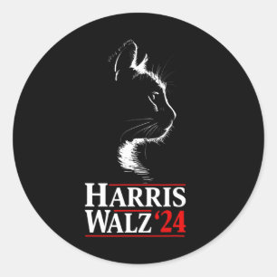 Harris Tim Walz Waltz 2024 Vp Funny Cat Harris Wal Runder Aufkleber
