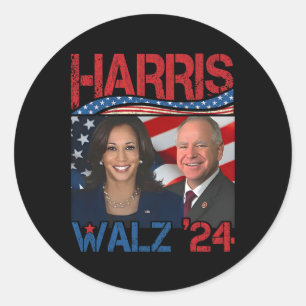 Harris Tim Walz Waltz 3 Runder Aufkleber