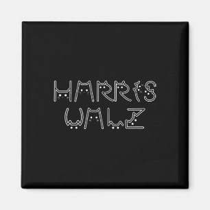 Harris Tim Walz Waltz Cat Letter Schriftart Design Magnet