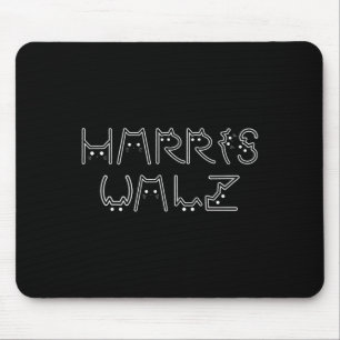 Harris Tim Walz Waltz Cat Letter Schriftart Design Mousepad