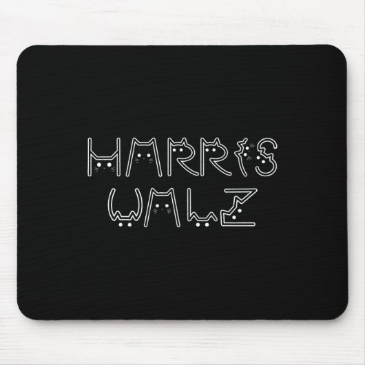 Harris Tim Walz Waltz Cat Letter Schriftart Design Mousepad (Vorne)
