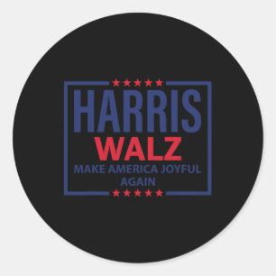 Harris Tim Walz Waltz macht Amerika wieder glückli Runder Aufkleber