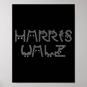 Harris Tim Walz Walzer Katze Buchstaben Schrift De Poster