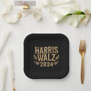 Harris Tim Walz Wappen Vintage Harris Waltz 2024  Pappteller