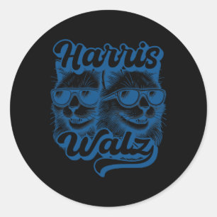 Harris Tim Walzheimer Waltz 2024 Funny Retro Cat Runder Aufkleber
