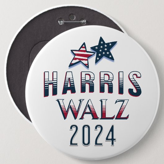 Harris und Walz-Demokrat POTUS 2024 groß Button (Vorne & Hinten)