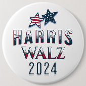 Harris und Walz-Demokrat POTUS 2024 groß Button (Vorderseite)