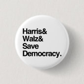 Harris und Walz und Rett Demokratie Button (Vorderseite)