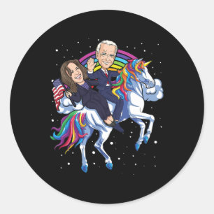 Harris Unicorn Joe Biden 2021 Riding President Runder Aufkleber