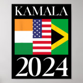 Harris Vote 2024 Indische jamaikanische Flagge Poster (Vorne)