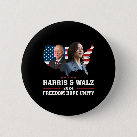 Harris W 2024 Freedom Hope Unity Political Kamala Button (Vorderseite)