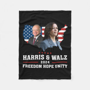 Harris W 2024 Freedom Hope Unity Political Kamala Fleecedecke