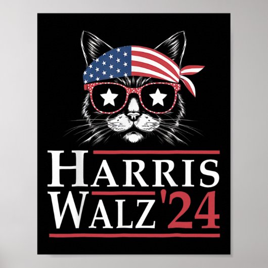 Harris W 2024 Funny Cat Election Kamala Harris Tim Poster (Vorne)